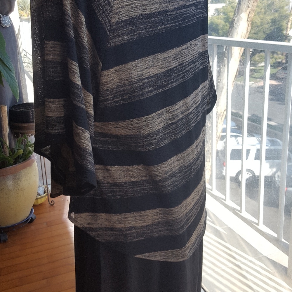 Sweater drape cowl neck black tan knit sz XL - Picture 5 of 8